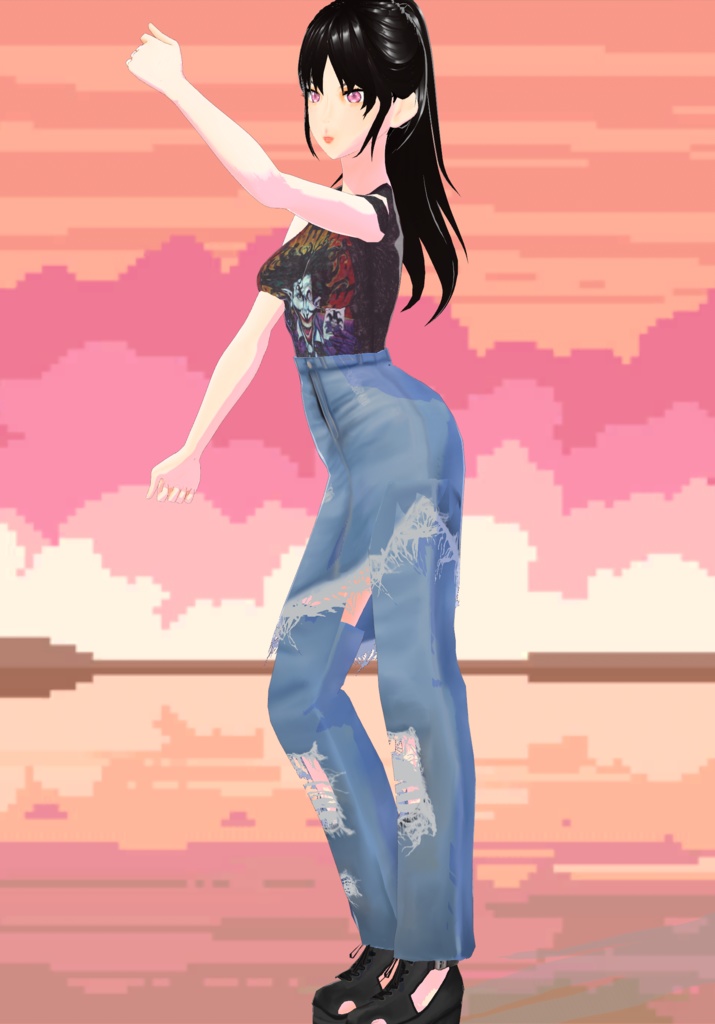 90s Distressed Ripped Skirt Jeans Grunge Fashion