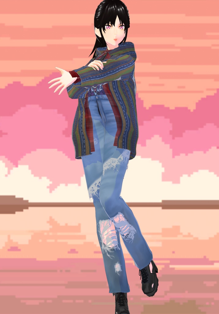 90s Distressed Ripped Skirt Jeans Grunge Fashion