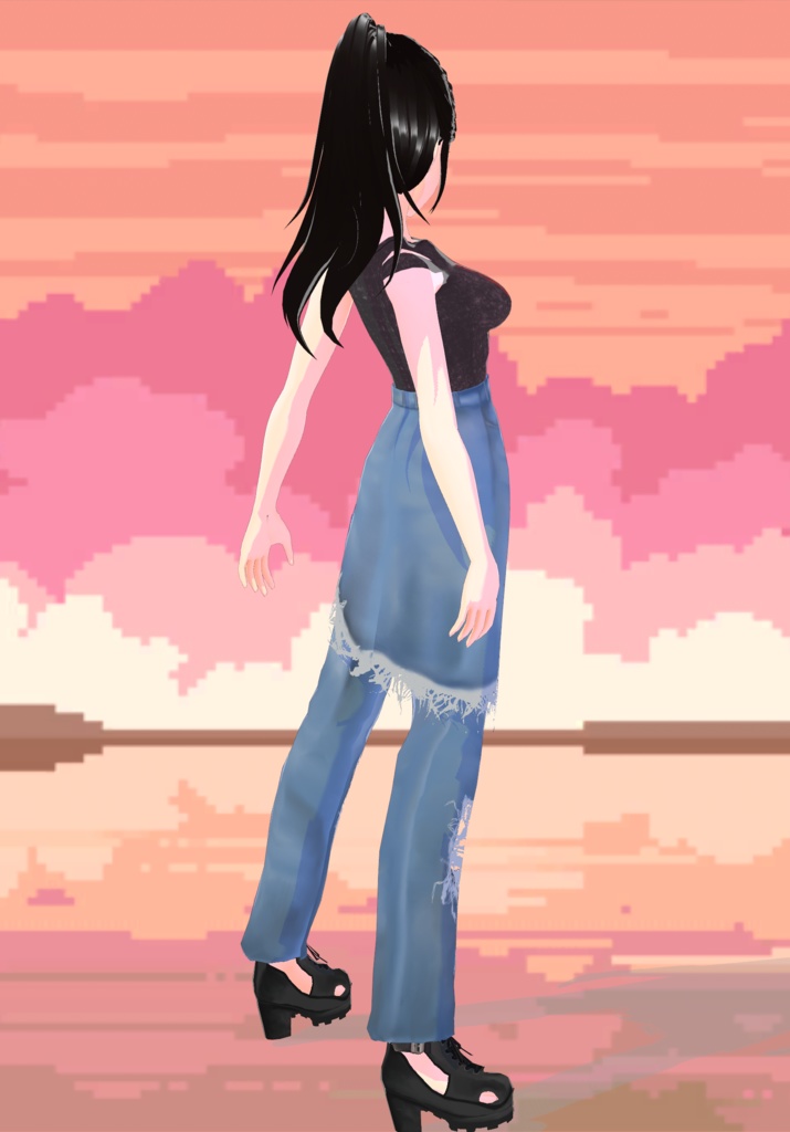 90s Distressed Ripped Skirt Jeans Grunge Fashion