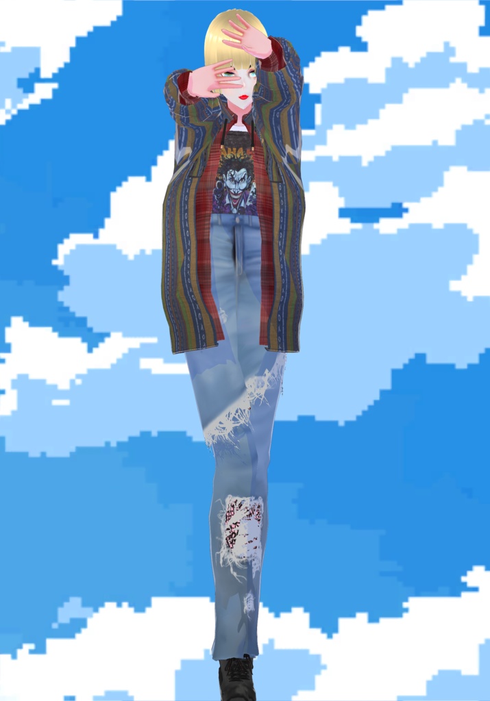 Multicolor Baja Hoodie W/ Plaid Shirt and Joker T-Shirt 90s Grunge Fashion