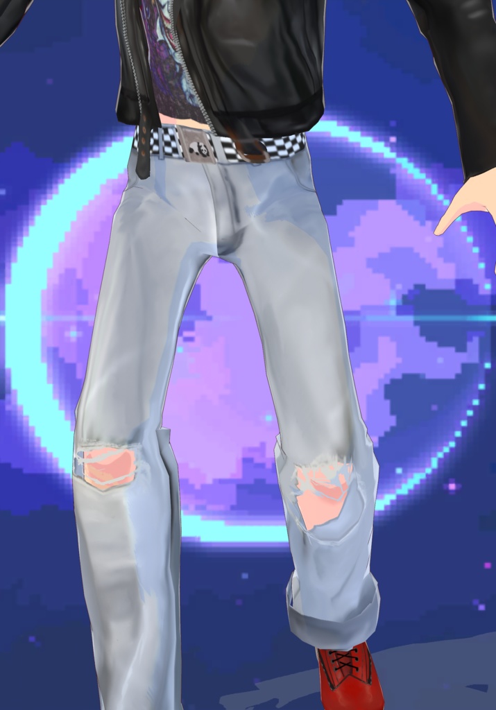 Bleached StoneWashed Ripped Baggie Jeans Set 90s Grunge Fashion