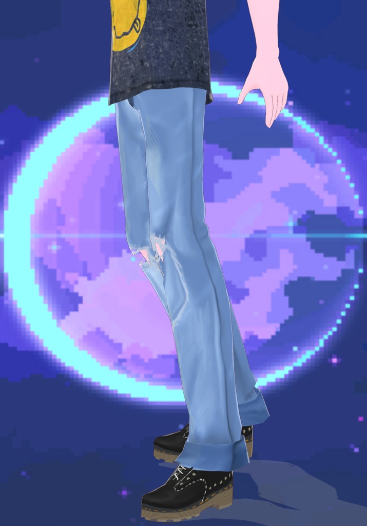 Bleached StoneWashed Ripped Baggie Jeans Set 90s Grunge Fashion