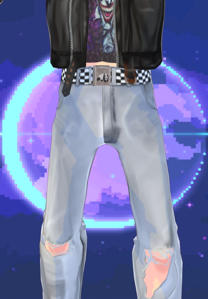 Bleached StoneWashed Ripped Baggie Jeans Set 90s Grunge Fashion