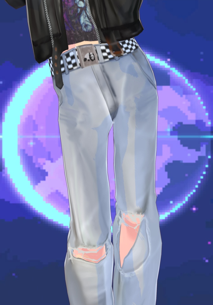 Bleached StoneWashed Ripped Baggie Jeans Set 90s Grunge Fashion