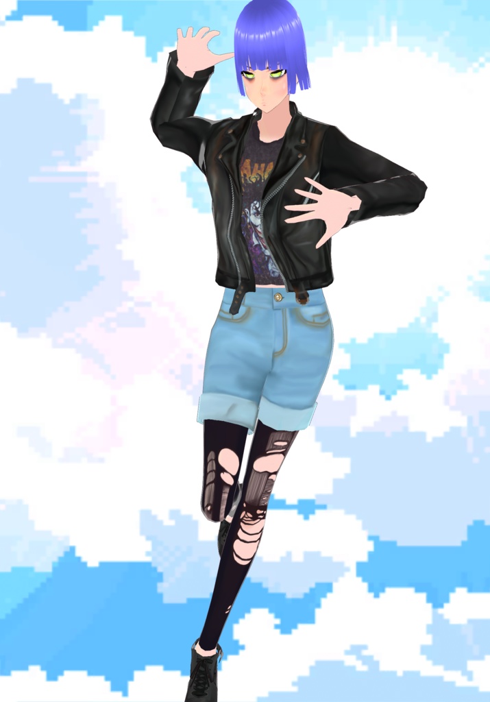 Vintage Cuff Grunge Shorts with Torn Stockings 90s Grunge Fashion