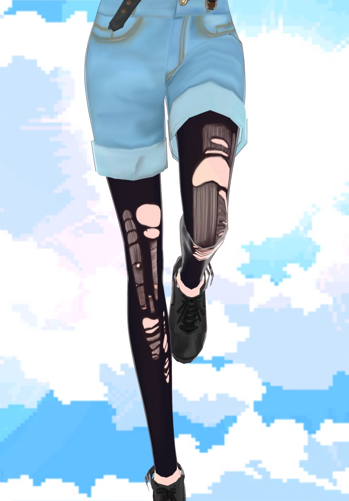 Vintage Cuff Grunge Shorts with Torn Stockings 90s Grunge Fashion