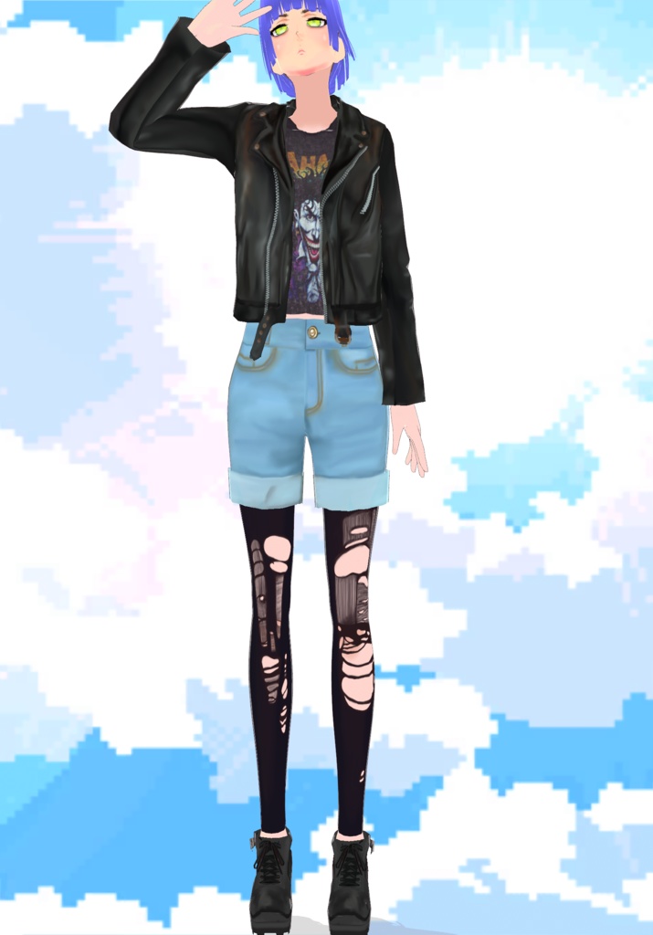 Vintage Cuff Grunge Shorts with Torn Stockings 90s Grunge Fashion