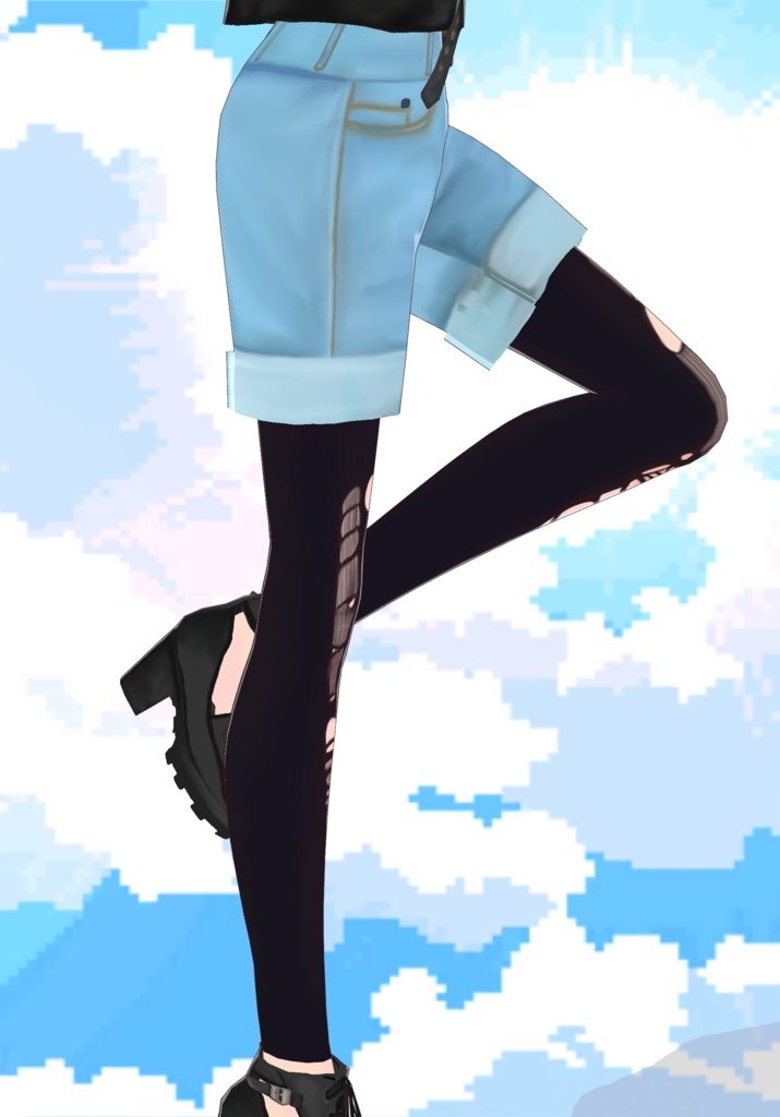 Vintage Cuff Grunge Shorts with Torn Stockings 90s Grunge Fashion