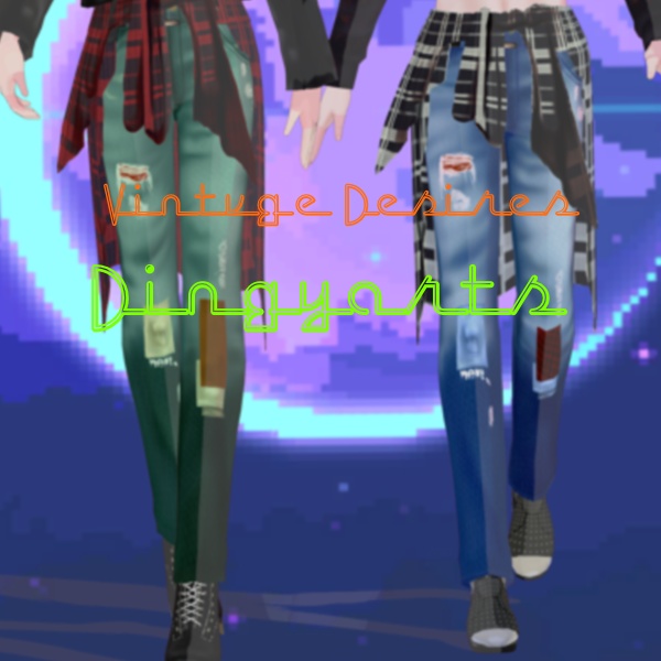 Patchwork Jeans with Waist Shirt 2Variations Nirvana Grunge 90s