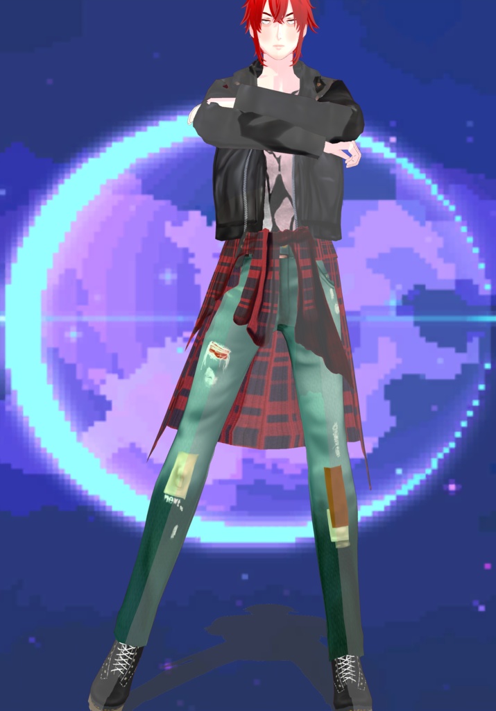 Patchwork Jeans with Waist Shirt 2Variations Nirvana Grunge 90s