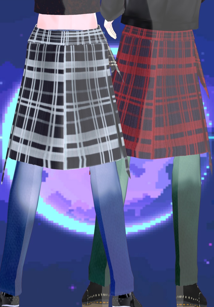 Patchwork Jeans with Waist Shirt 2Variations Nirvana Grunge 90s