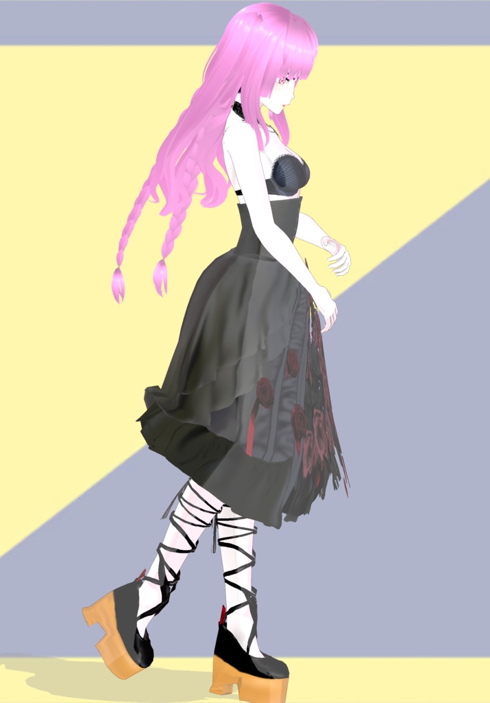 Wild Rose Bloom Gothic Skirt with PlatformBallet Shoes Lolita 90s Vintage Japanese