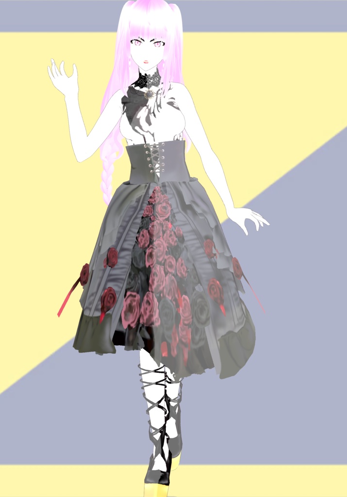 Wild Rose Bloom Gothic Skirt with PlatformBallet Shoes Lolita 90s Vintage Japanese