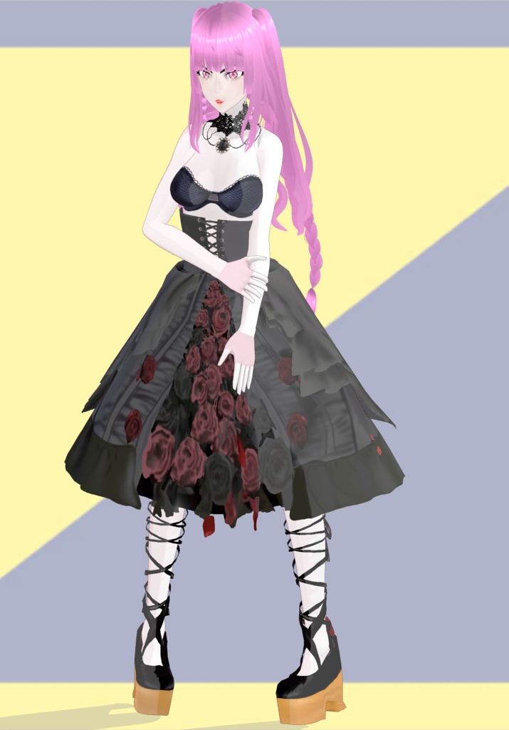 Wild Rose Bloom Gothic Skirt with PlatformBallet Shoes Lolita 90s Vintage Japanese