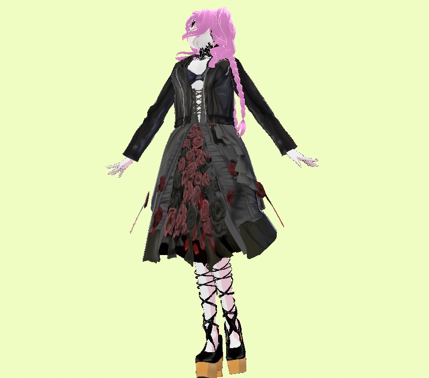 Wild Rose Bloom Gothic Skirt with PlatformBallet Shoes Lolita 90s Vintage Japanese