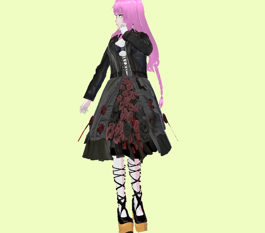 Wild Rose Bloom Gothic Skirt with PlatformBallet Shoes Lolita 90s Vintage Japanese