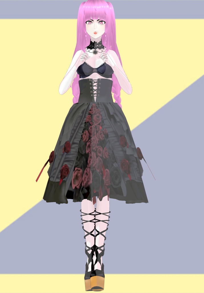 Wild Rose Bloom Gothic Skirt with PlatformBallet Shoes Lolita 90s Vintage Japanese