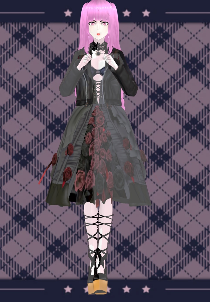 Wild Rose Bloom Gothic Skirt with PlatformBallet Shoes Lolita 90s Vintage Japanese