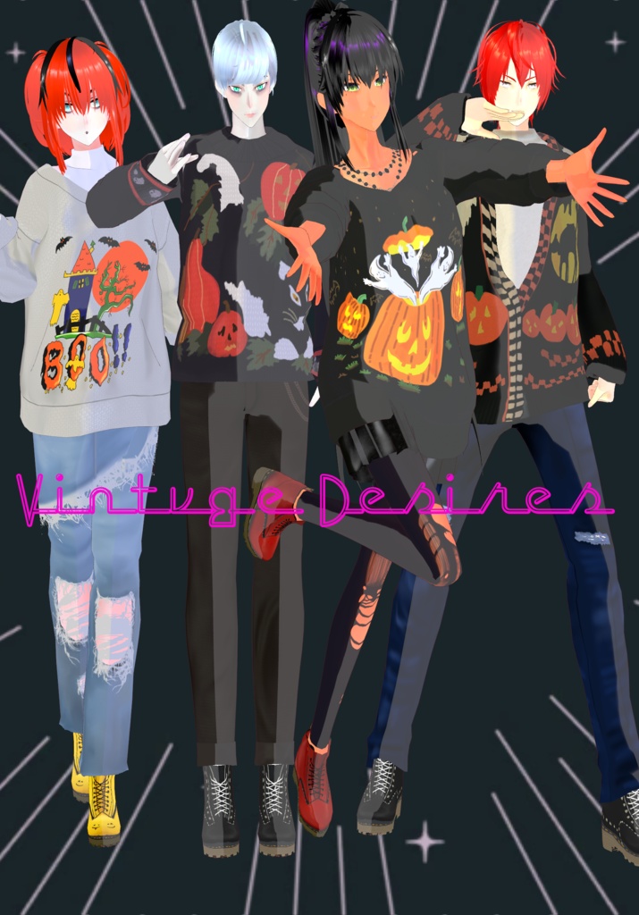 Halloween Sweaters Set Vintage 80s/90s "Ugly" sweaters fashion