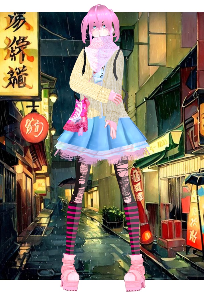 Shagged Out Pastel Set Vintage Japanese Street Style Harajuku 80s