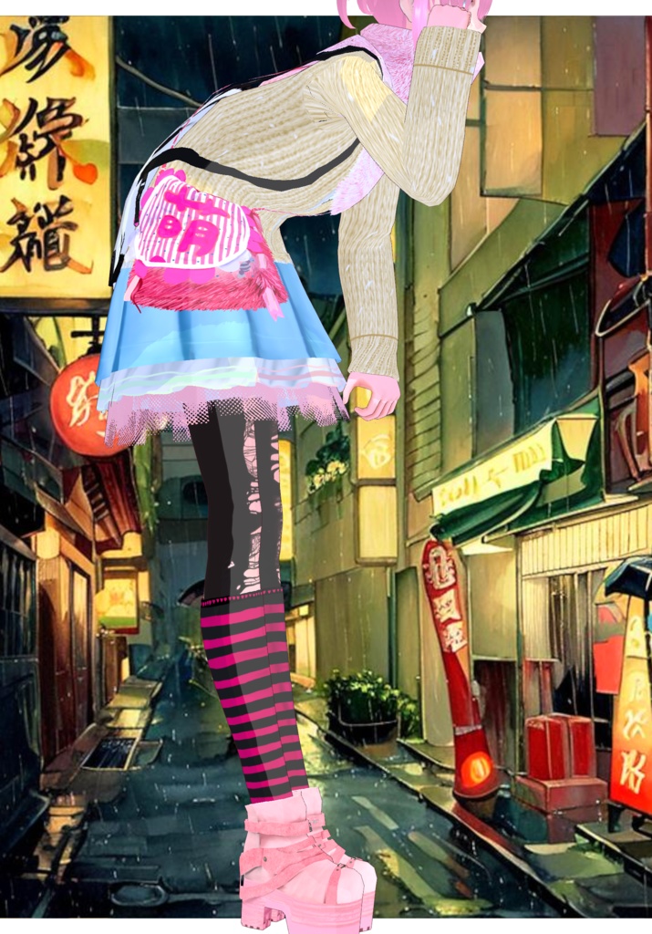 Shagged Out Pastel Set Vintage Japanese Street Style Harajuku 80s