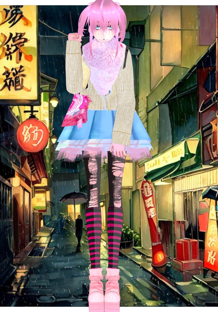 Shagged Out Pastel Set Vintage Japanese Street Style Harajuku 80s