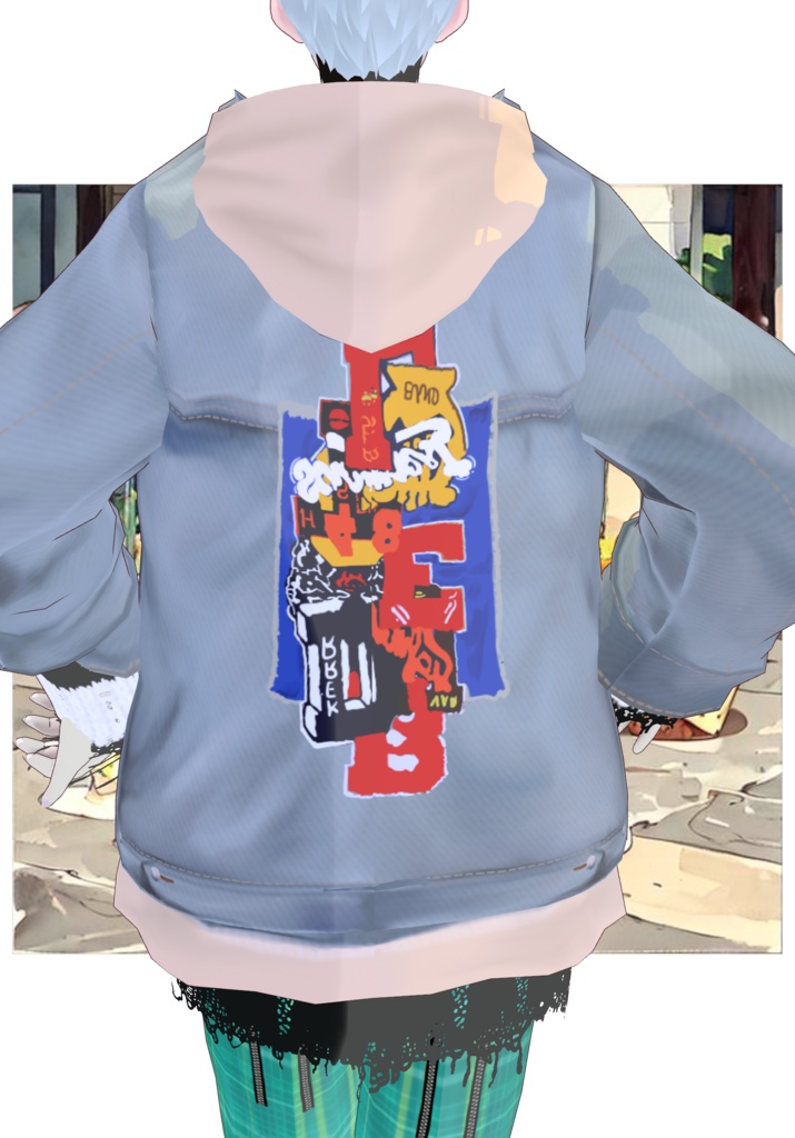 Plaid/Denim And Patches Set Vintage Harajuku 80s Tokyo Street