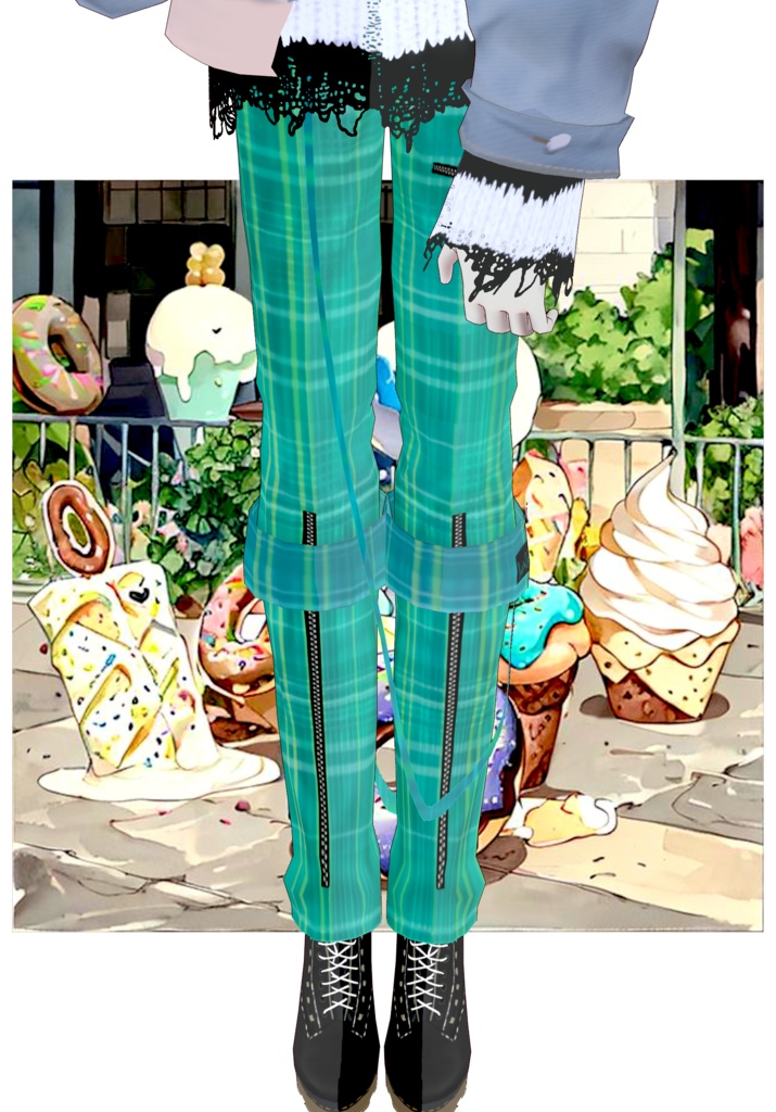 Plaid/Denim And Patches Set Vintage Harajuku 80s Tokyo Street