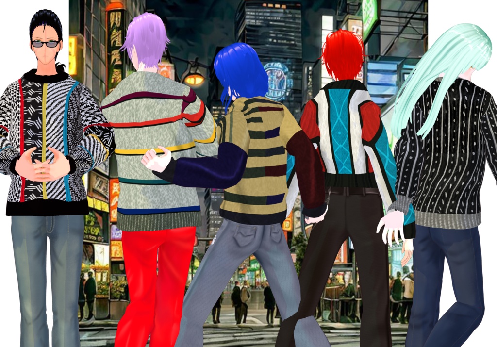 MultiColor Stripes Sweaters Set Vintage Sweaters