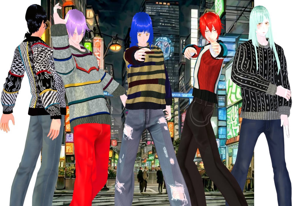 MultiColor Stripes Sweaters Set Vintage Sweaters