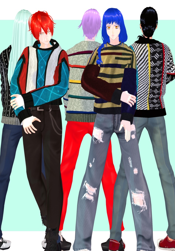 MultiColor Stripes Sweaters Set Vintage Sweaters