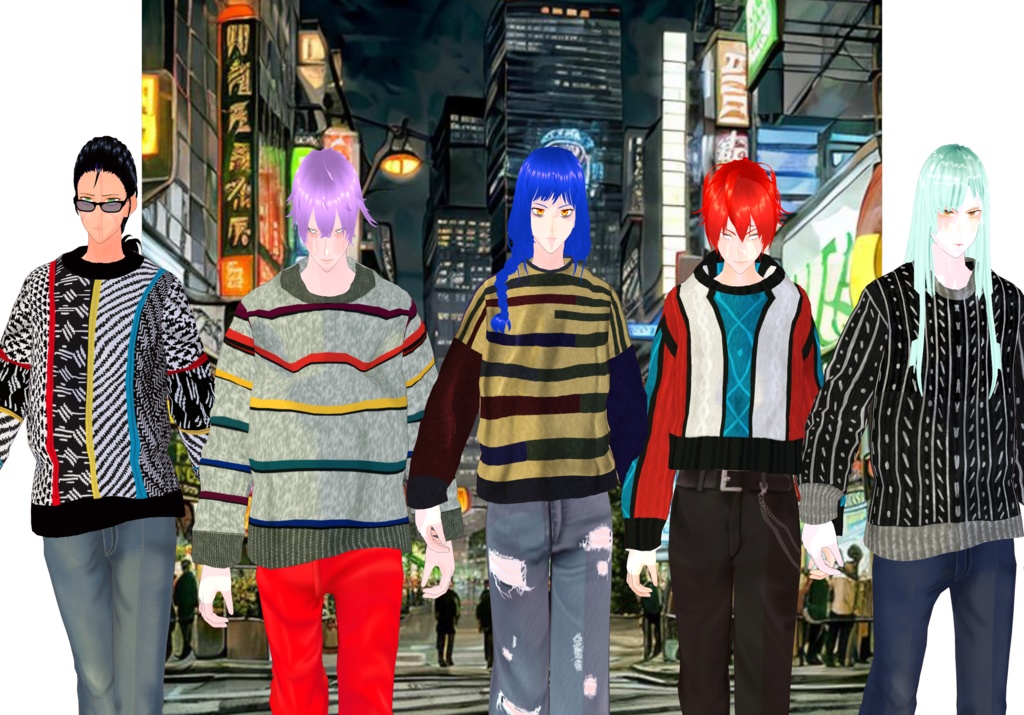 MultiColor Stripes Sweaters Set Vintage Sweaters