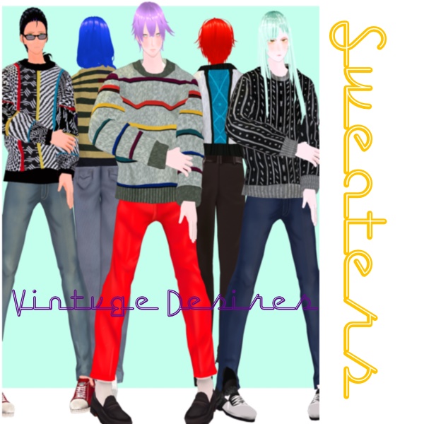 MultiColor Stripes Sweaters Set Vintage Sweaters