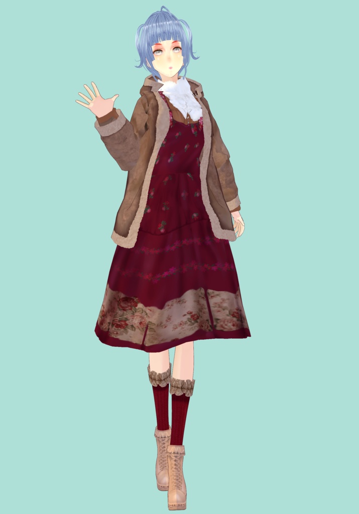 Burgundy Floral Lolita Set Vintage Lolita Winter Fashion