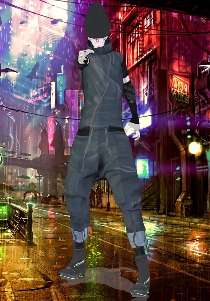 Grey Cyberpunk Runner Set