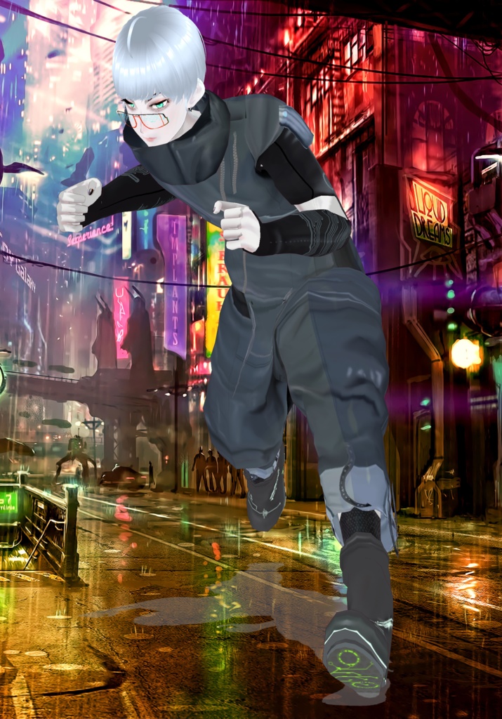 Grey Cyberpunk Runner Set