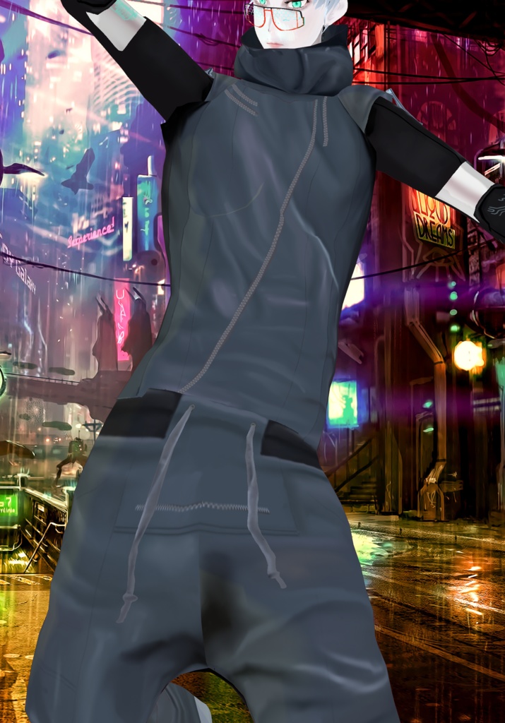 Grey Cyberpunk Runner Set