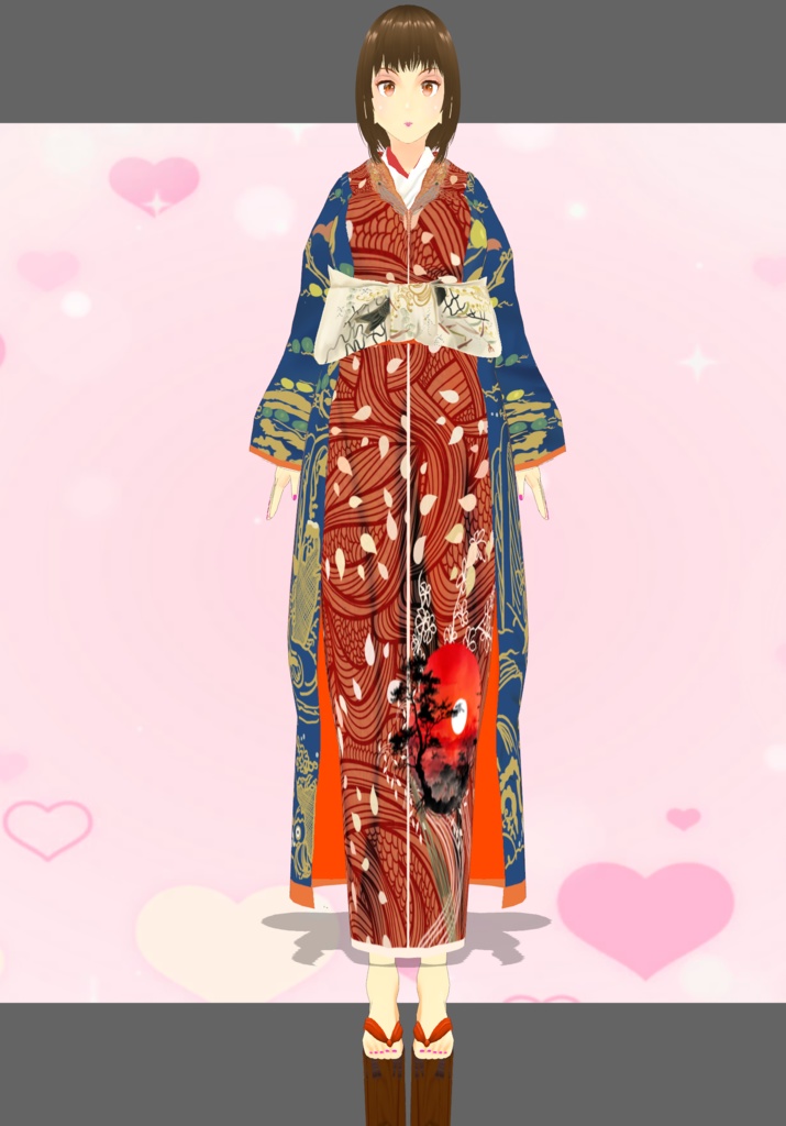 OrangeSunset BlueSkies Japanese Traditional wear