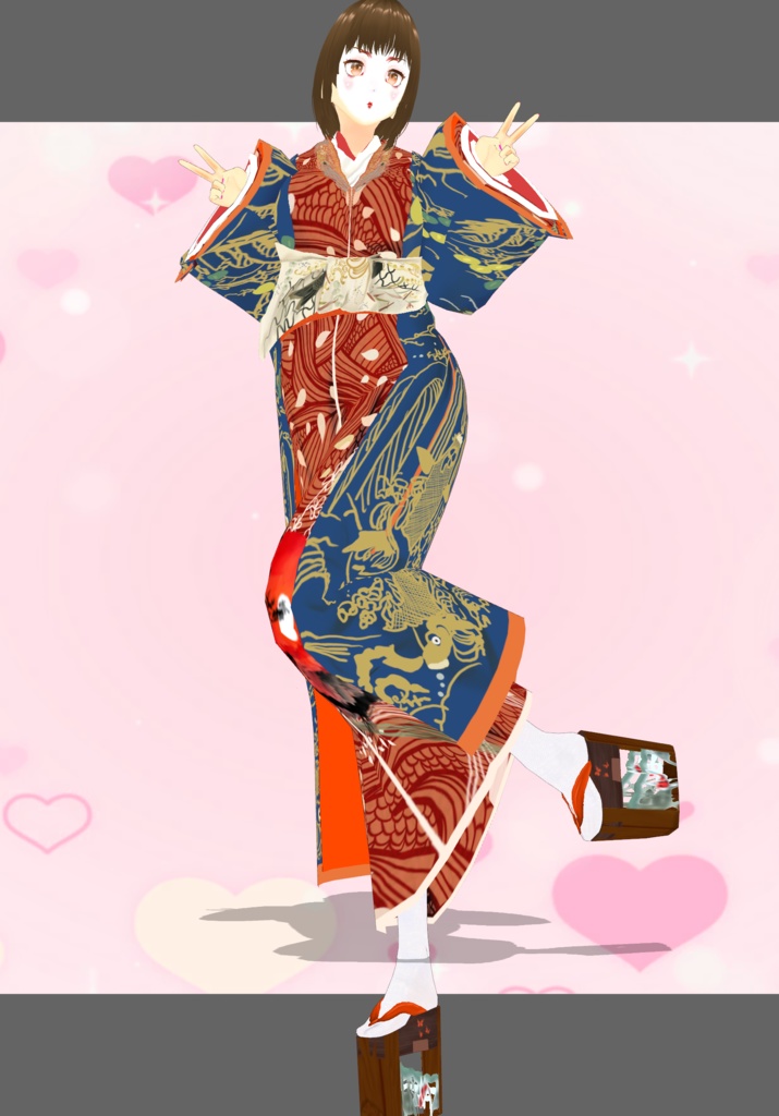 OrangeSunset BlueSkies Japanese Traditional wear
