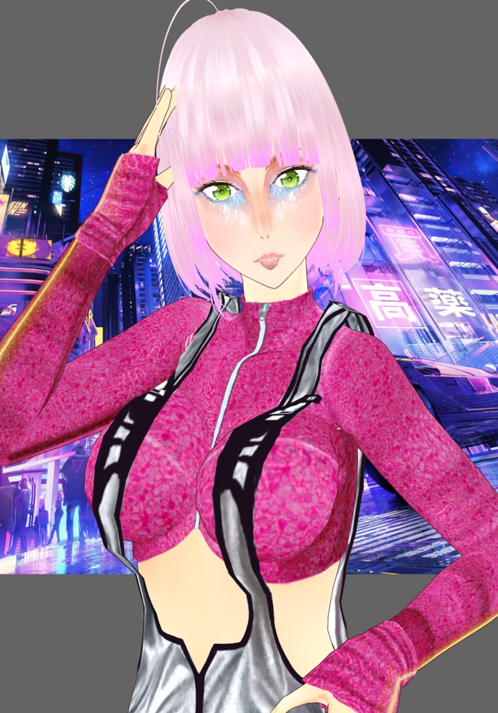 Pink Silver Cyberpunk Romper Set. Cyberpunk Fashion