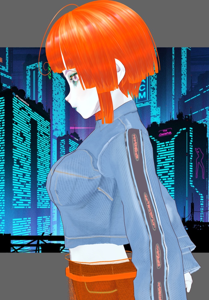 Cyberpunk Denim Orange Set