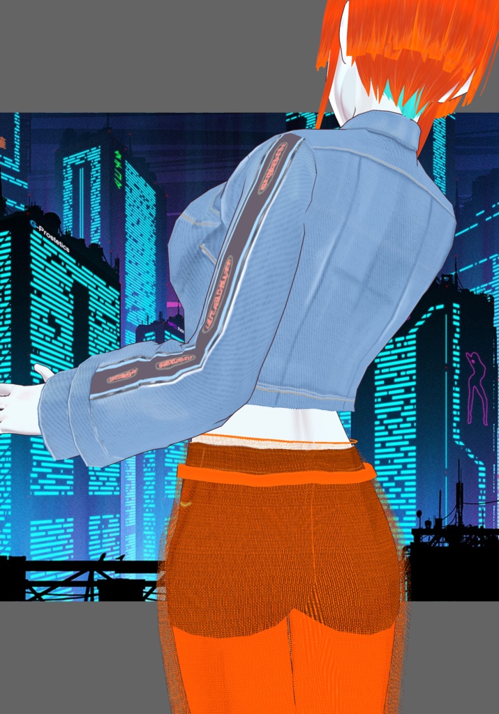 Cyberpunk Denim Orange Set