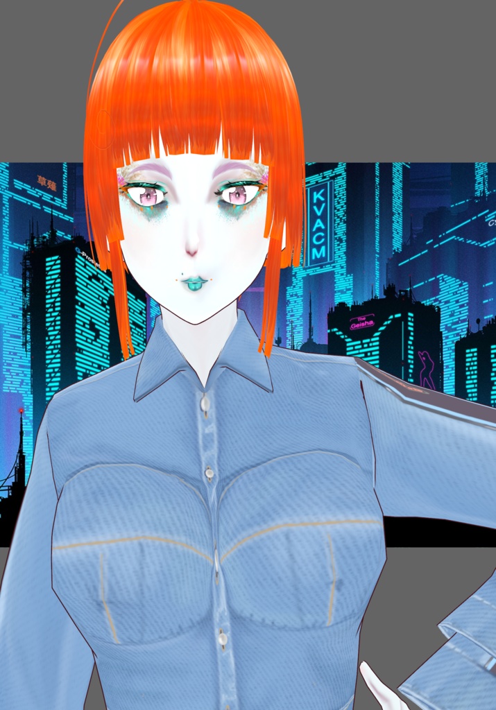 Cyberpunk Denim Orange Set