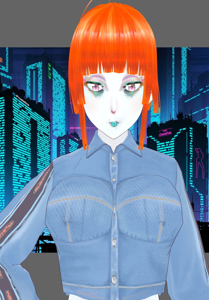 Cyberpunk Denim Orange Set