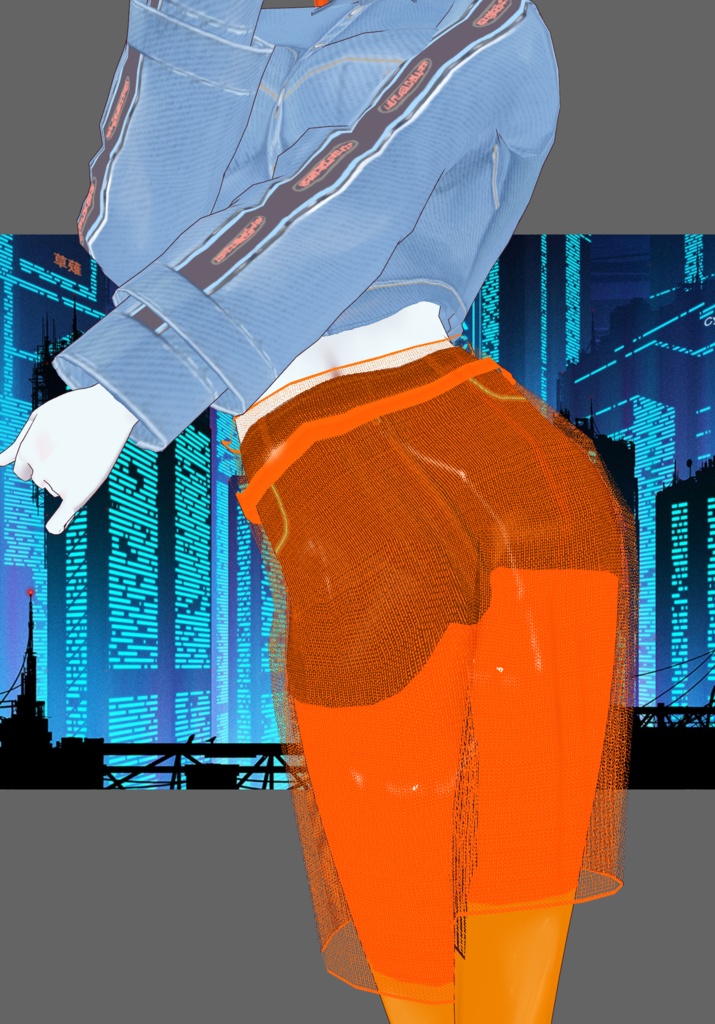 Cyberpunk Denim Orange Set