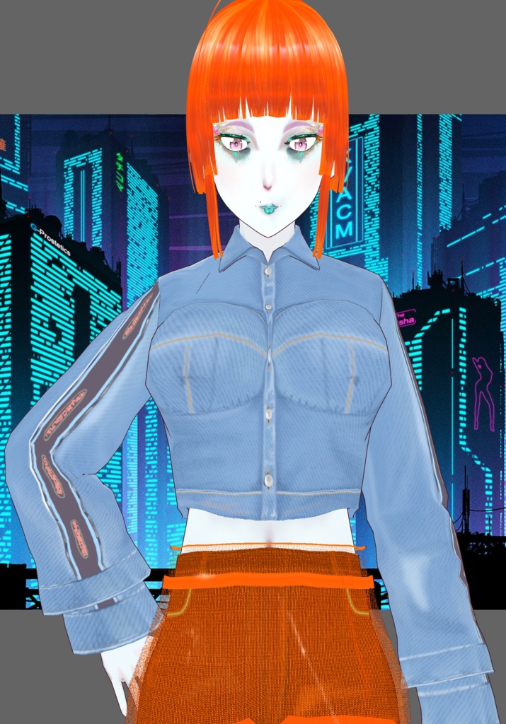 Cyberpunk Denim Orange Set