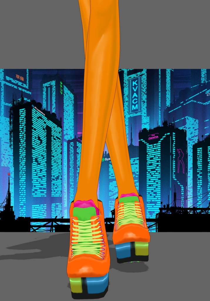 Cyberpunk Denim Orange Set