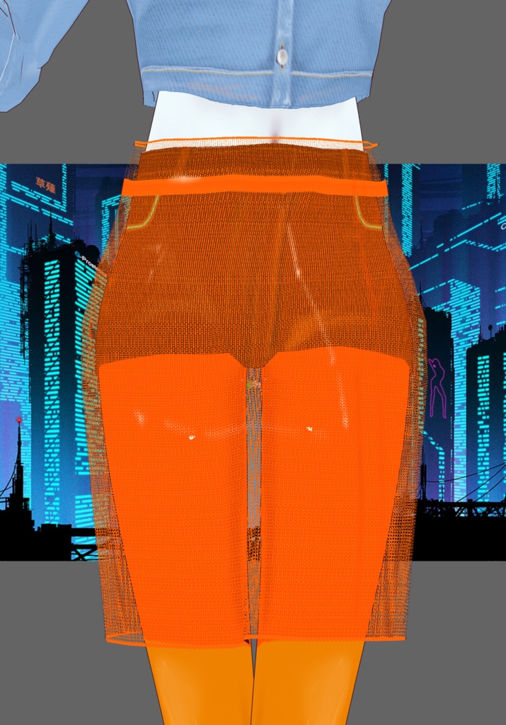 Cyberpunk Denim Orange Set