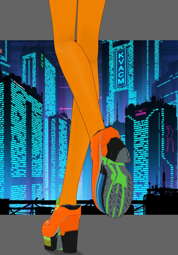 Cyberpunk Denim Orange Set