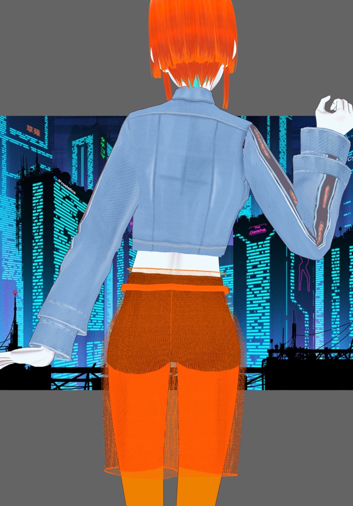 Cyberpunk Denim Orange Set